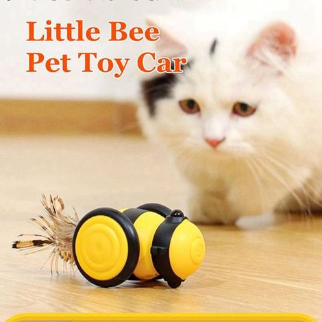 Disponible en une seule couleur : rose. Matière : plastique. Voiture jouet intelligente améliorée pour chat, puzzle interactif à mouvement automatique pour animaux de compagnie. (1/5)