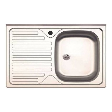 LAVELLO APPOGGIO INOX 1 VASCA DX + GOCCIOLATOIO SX 80 CM