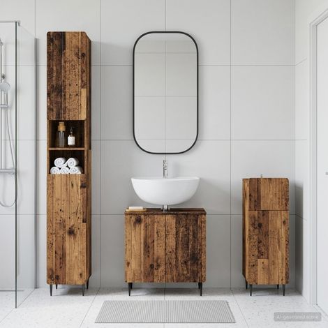 vidaXL 3 Piece Bathroom Cabinet Set ZWOLLE Old Wood Engineered Wood (1/5)