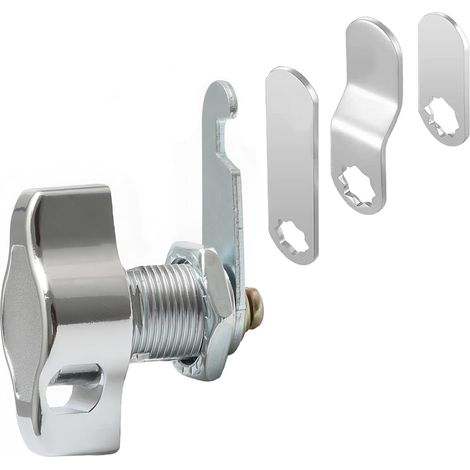 Serrure à loquet rotatif - Serrure à came sans clé - Serrure universelle avec 4 plaques de serrure différentes - Pour armoires métalliques, armoires en bois (20 mm) (1/5)