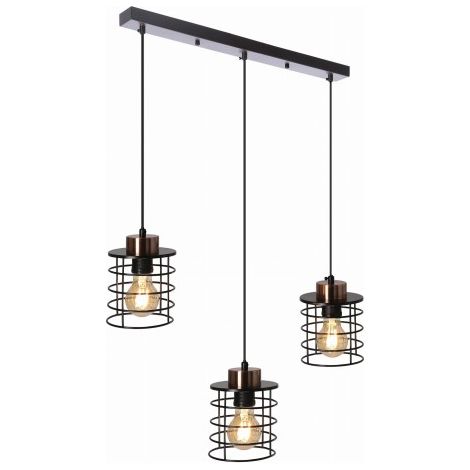 Suspension Candellux GLOB noire métal 3xE27 40W 64cm