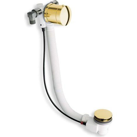 Polysan - Conjunto de desagüe y rebosadero de bañera con llenado, longitud 78 cm, oro 71685G (1/2)