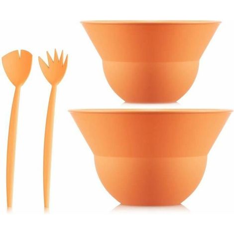 Set aus 2 Schüsseln 3 L und 4,9 L mit Salatbesteck - BODUM - Topee - Bellini orange (1/3)
