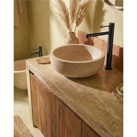 Coppia rubinetti lavabo alto e bidet senza scarico ottone grigio metallico Melin (1/4)