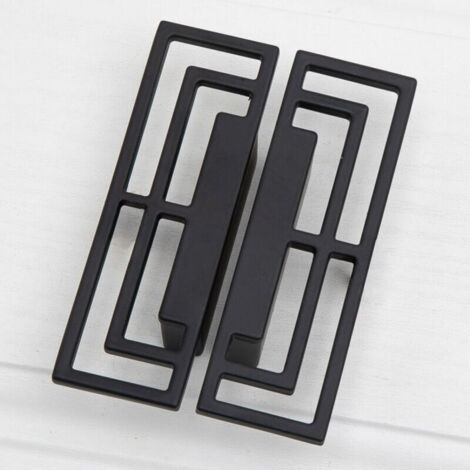 Poignée de tiroir 2 pièces pour meuble TV, élégante poignée en alliage de zinc, moderne, motif chinois de bon augure, distance des trous 32 mm, noir (1/3)