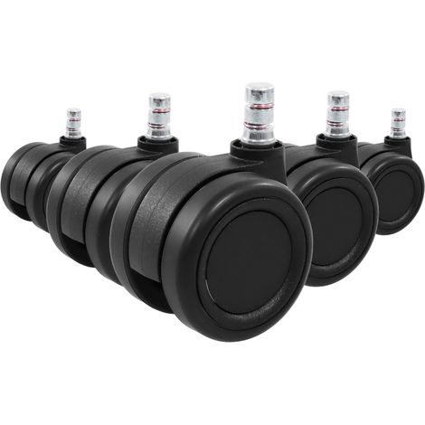 5x Hartbodenrollen ROLO COLOR 60 11mm / 60mm Büro-Stuhl-Rollen für Hartböden (5er Pack) schwarz/schw