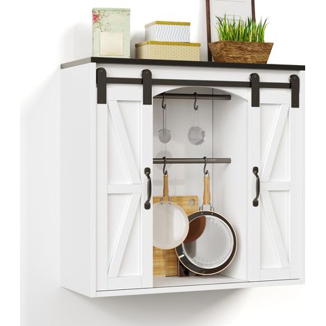 CHICFURN Pensile cucina 80 x 31 x 76 cm in MDF bianco, 2 ante scorrevoli (1/5)