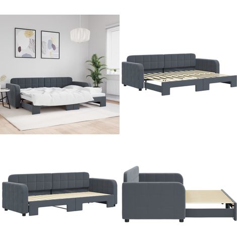 vidaXL Tagesbett Ausziehbar Dunkelgrau 80x200 cm Samt (1/5)