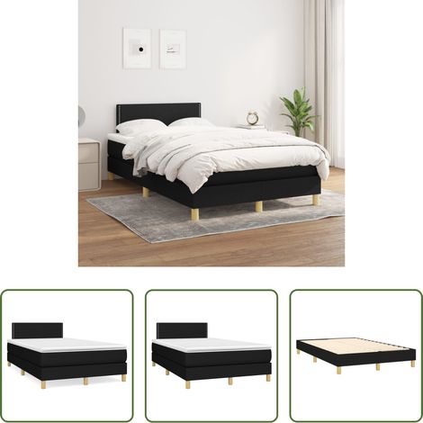 vidaXL Kopfteil -  Boxspringbett mit Matratze Schwarz 120x200 cm Stoff (1/5)