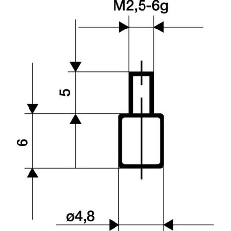 KÄFER Messeins.D.4,8mm plan M2,5 STA z.Messuhren - 62004
Punta di contatto KÄFER D.4,8mm piatta M2,5 acciaio per comparatori - 62004