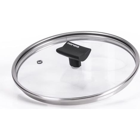 Couvercle en Verre Trempé avec Rebord en Silicone, Base de Protection, Compatible Lave-Vaisselle, 24 cm (1/5)