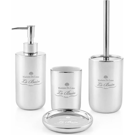 CIPI Set Bagno Da Appoggio Alchimista Ceramica Cromata Con Decoro  4 Pezzi (1/3)