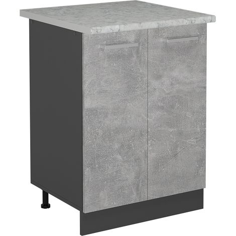 Meuble bas de cuisine R-Line, Béton, 60cm PT Marbre, Vicco