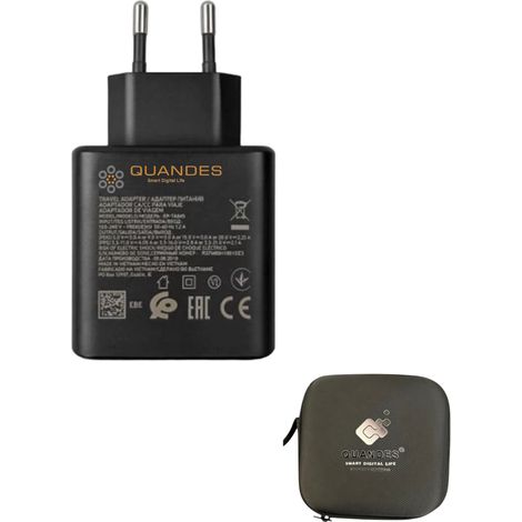 Chargeur USB-C PD Quandes 45 W compatible Samsung, sans câble, avec étui EVA (1/3)
