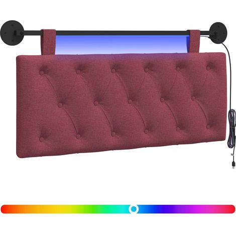 Maison Exclusive - Tête de lit suspendue Avec lumière LED Bordeaux Tissu (1/5)