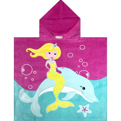 Poncho Mare Per Bambini Per Spiaggia In Morbida Spugna Disegno Delfino (1/5)