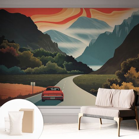 Fototapete Tapete Vliestapete mit Kleber - trendige Wanddeko - Schlafzimmer - Wohnzimmer Bergabenteuer 312x219 cm (1/5)