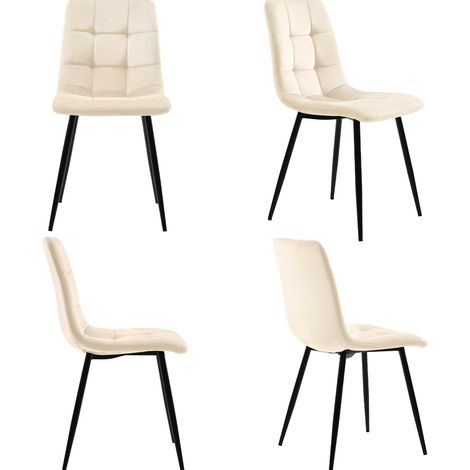 5-teiliges Esszimmer-Set mit rechteckigem Tisch 117x68x75 cm und 4 Samtstühlen beige (1/5)