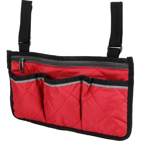 Multifunktionale Rollstuhltasche, seitliche Aufbewahrungstasche für Bürostühle, Armlehnen-Organizer, bordeauxrot (1/5)