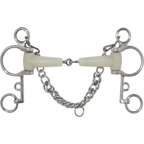 12,5 cm: Morso pelham in acciaio inox 20 mm snodato con barbozzale aromatizzato alla mela