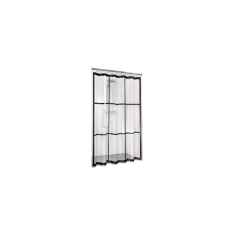 Rideau de douche imperméable en PEVA écologique 180 x 200 cm – Couleur transparent/noir – 12 œillets pour installation facile (1/2)