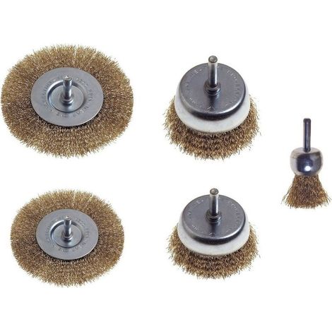 Kit 5 Pièces Brosses En Acier Pour Perçage Dérouillage Décapage De Peinture