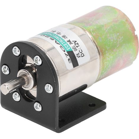 Moteur à engrenage à vis sans fin à courant continu, à micro-balais, autobloquant, en alliage d'aluminium, moteur industriel, 12 V, 10 W, avec support de montage, 0-600 tr/min (1/5)