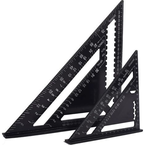 Multifunctional Carpenter's Square 18cm and 30cm, Triangle Metal Aluminum Ruler Square Marking Gauge Guide Protractor Angle 45 90 Degrees/Carpentry Tool/Marking and Guiding Tool for Woodworking (1/5)
