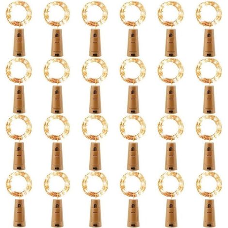 24pcs luci bottiglia batteria del LED, luce della stringa di filo di rame luci bottiglia di vino per batterie, con sughero bianco caldo - RW (1/5)