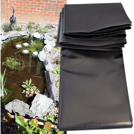 Bâche pour bassin 3x4m 4x6m 5x8m 8x10m 10x12m Noir Sous-couche très résistante pour bassin à poissons de jardin Membrane HDPE Film imperméable pour à carpes koï et poissons Fontaines et ruisseaux(10x1 (1/5)