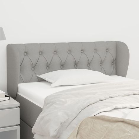 Tête de lit avec oreilles Armoire de tête de lit Gris clair 103x23x78/88 cm Tissu 60986 (1/5)