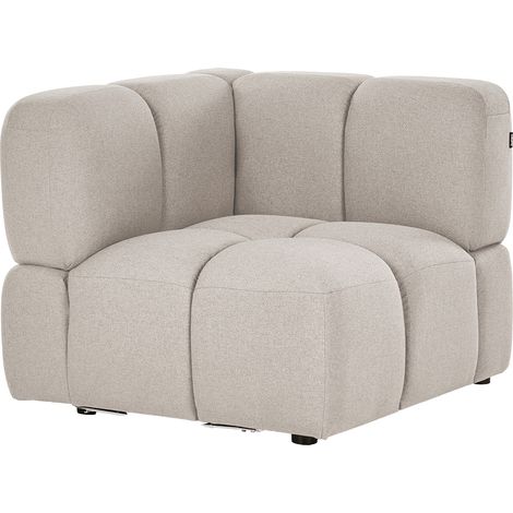 Módulo esquinero de sofá modular seccional 1 plaza tapizado en tela beige Maksaberg (1/5)