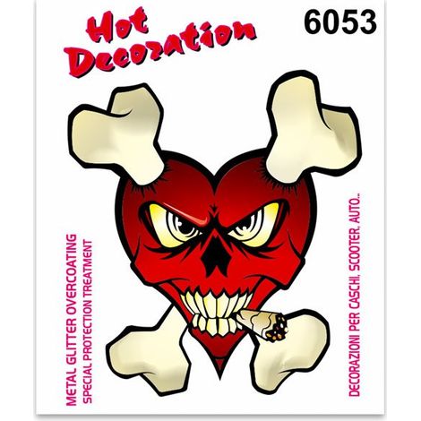 Adesivi Stickers Standard Cuore Teschio 10 x 12 cm (1/4)