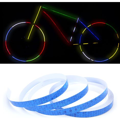 Autocollants réfléchissants hexagonaux étanches pour vélo, voiture, moto - Ruban lumineux décoratif DIY bleu