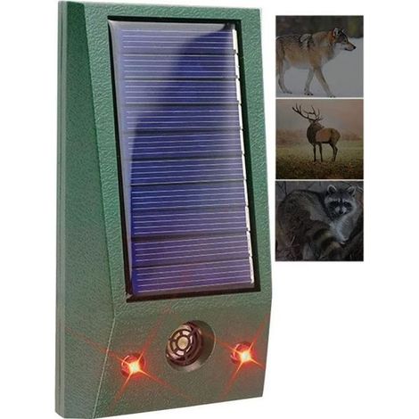 Répulsif à ultrasons pour chat avec détecteur de mouvement, 2021 IP58 étanche à l'eau solaire pour extérieur, lumière clignotan A221 (1/4)