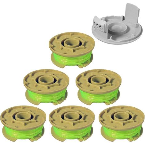 AC80RL3 Bobine de rechange pour débroussailleuse Ryobi One Plus + AC80RL3 3,4 m 0,2 cm Bobines de remplacement pour débroussailleuse sans fil Ryobi 18 V, 24 V, 40 V (6 bobines, 2 capuchon) (1/4)