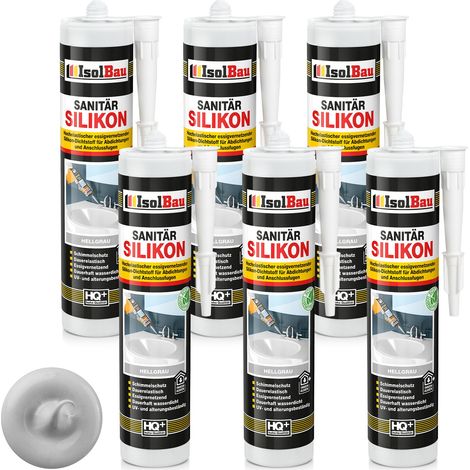 IsolBau Silicone Sanitario Grigio Chiaro Sanitär Silikon 6 x 300ml (1/5)