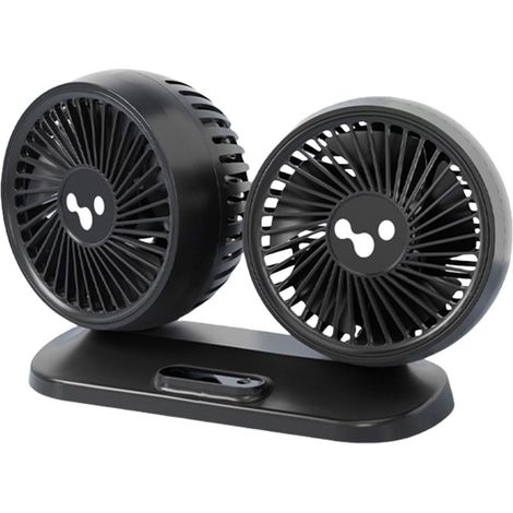 Ventilatore per auto a doppia testa da 12 V/24 V - Ventilatore per auto regolabile a 3 velocità, ventola di raffreddamento alimentata tramite USB per veicoli (1/5)