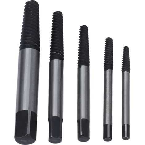 Lot de 5 extracteurs de vis et boulons en acier carbone traité thermiquement noir 1/8 1/4 5/16 7/16 9/16 po pour tuyau cassé et vis rouillée (1/5)