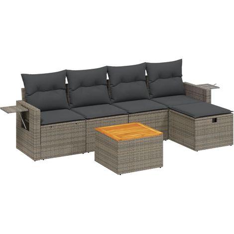 Maison Exclusive - 6-tlg. Garten-Sofagarnitur mit Kissen Grau Pol