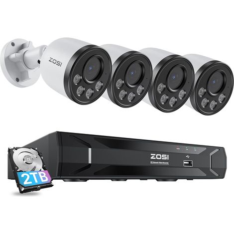Kit Caméra Surveillance PoE Audio, 8CH 1TB NVR, 4 Caméras PoE 2,5K pour Extérieur Intérieur, Vision Nocturne, Détection Humaine Intelligente, Accès Distance (1/5)