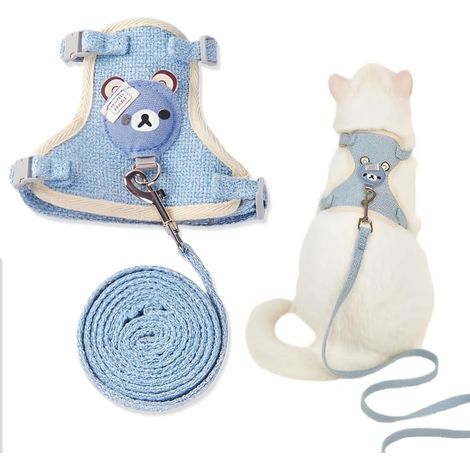Harnais pour chat, ensemble harnais anti-fugue, harnais réglable, collier et laisse en filet pour chaton, chien et lapin (1/5)