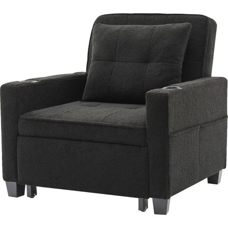 Canapé-lit 3-en-1 convertible avec porte-gobelets et port USB, fauteuil inclinable, idéal pour petits espaces (1/5)