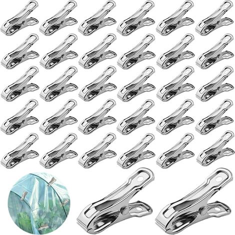 50 Pièces Clips pour Serre en Acier Inoxydable Clip de Film de Serre Clip pour Filet de Jardin Clips de Plantes Clip de Support Pinces à Linge Clip (1/4)