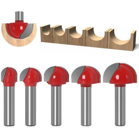 Set di frese a fondo tondo – Set da 5 pezzi di frese in metallo duro YG6 – Diametro gambo 8 mm – Tagli precisi su legno duro e tenero – Versaillesfr (1/5)