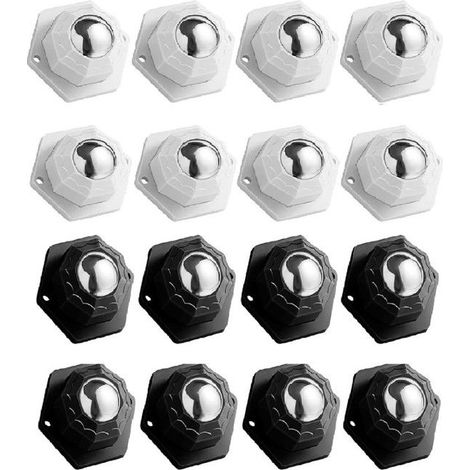 Lot de 24 petites roulettes adhésives pour meubles, silencieuses, noires et blanches. (1/5)