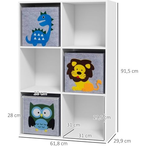 Libreria per bambini con 3 contenitori, 61,8 x 29,9 x 91,5 cm, grigio DESVIAE (1/4)