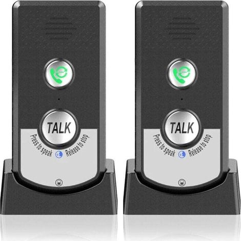 Set de 2 interphones sans fil pour maison - Appel bidirectionnel - Longue portée - Pour personnes âgées - Portable. (1/4)