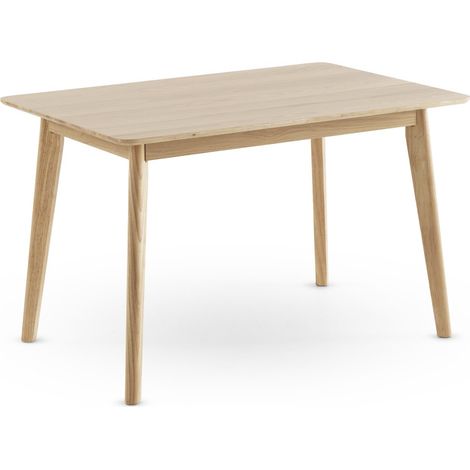 Table rectangulaire 120x80 cm avec pieds en bois d'hévéa et plateau en placage chêne (1/5)
