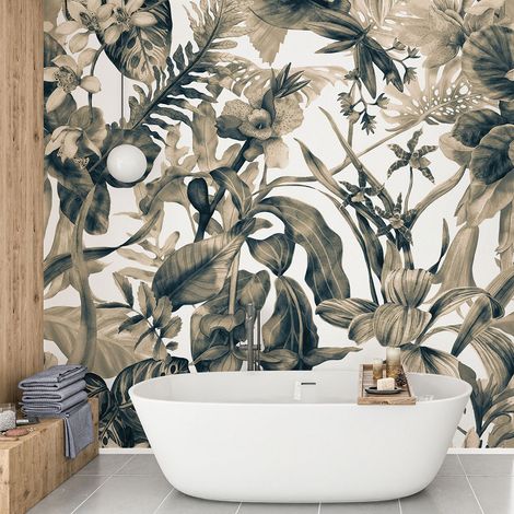 Papier peint panoramique - Plantes tropicales - 130 cm x 130 cm (1/4)